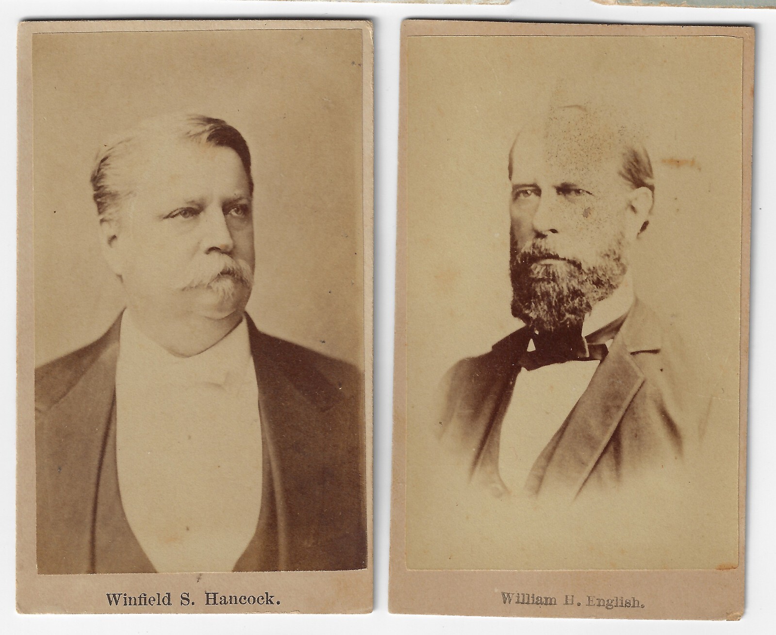 2-1880 Election CDVs Winfield Hancock Wm English Democrat Candidates Barely Lost