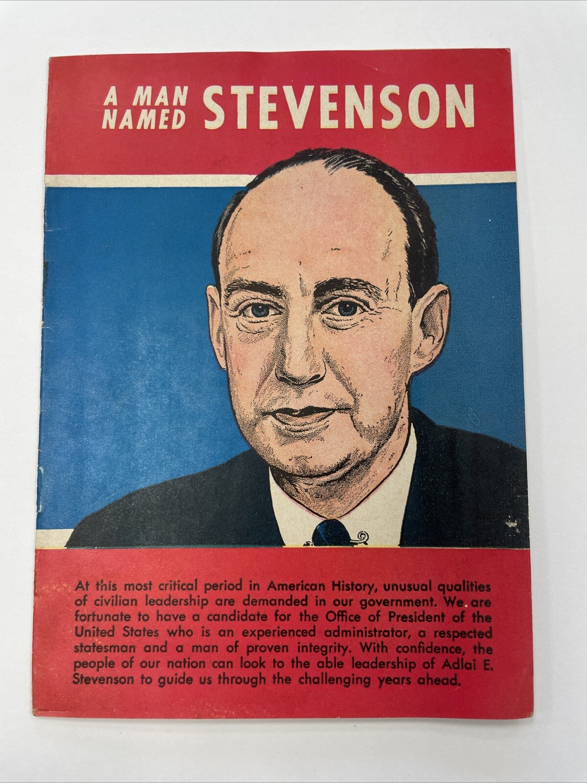 A Man Named Stevenson 1952 Pres Campaign 18pg Illustrated Comic Style Booklet