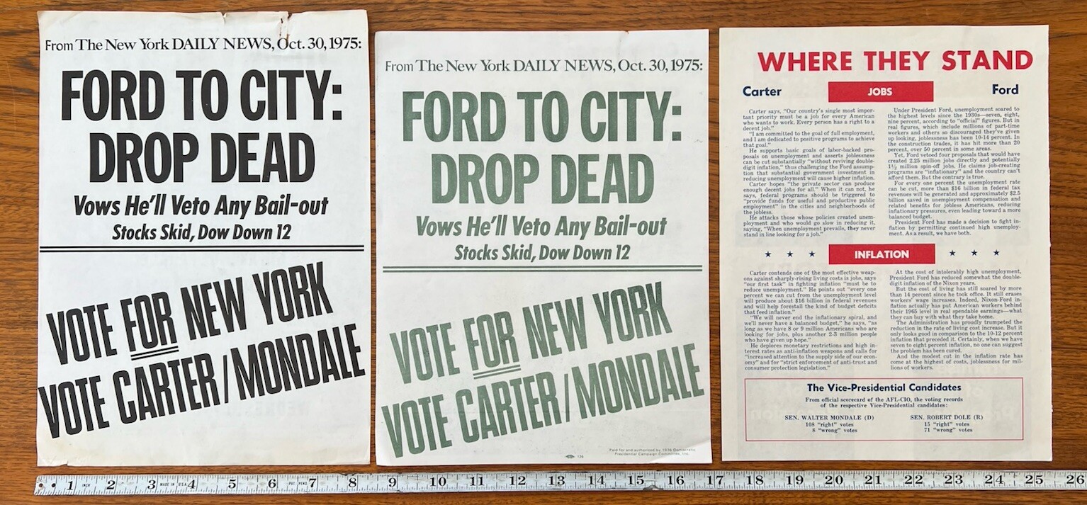 Vintage 3X Bulletins Paper Handouts Jimmy Carter 1976 President Election ILGWU