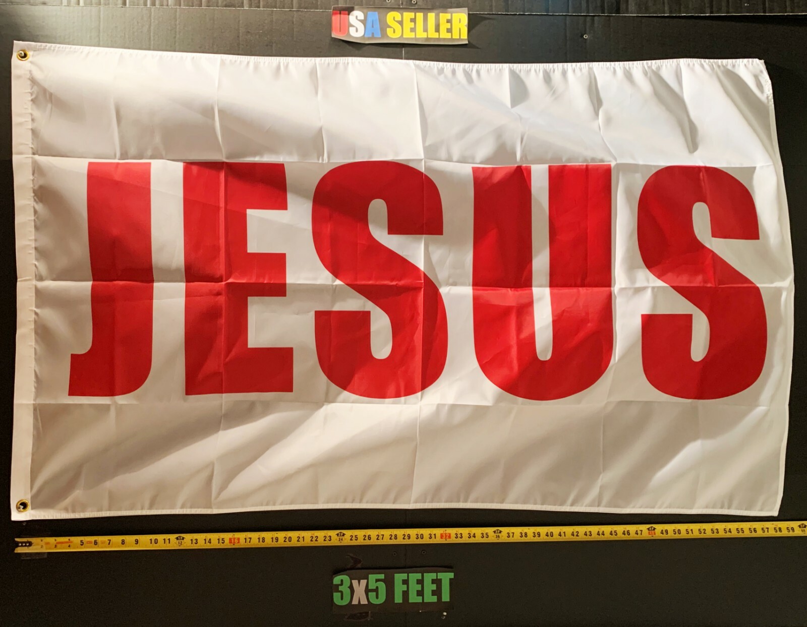 Jesus Flag FREE FIRST CLASS SHIP Jesus W Trump In God We Trust USA God Sign 3×5′