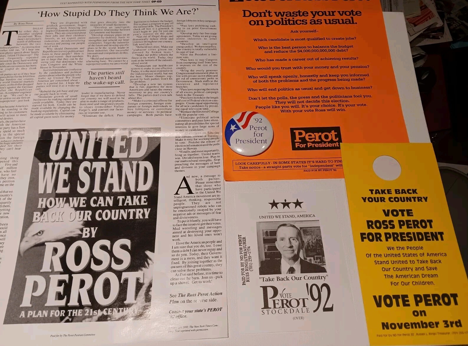 Ross Perot, SUPER RARE, 1992 Presidential Election Memorabilia – BRAND NEW!!