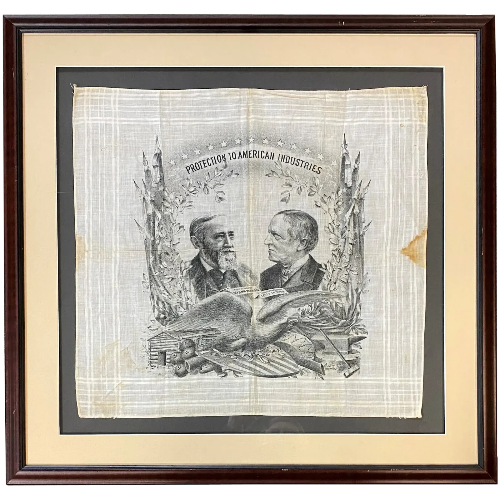 Presidential Political Handkerchief Bandana Benjamin Harrison/Levi Morton 1880’s