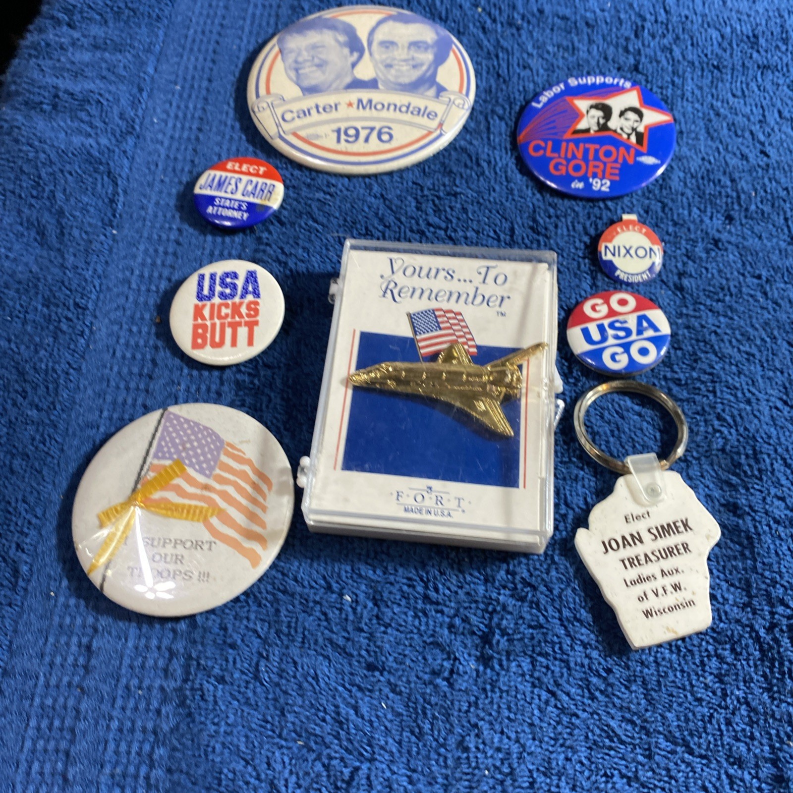 U.S.A. Campaign Pins, space shuttle Columbia pin qty. 8