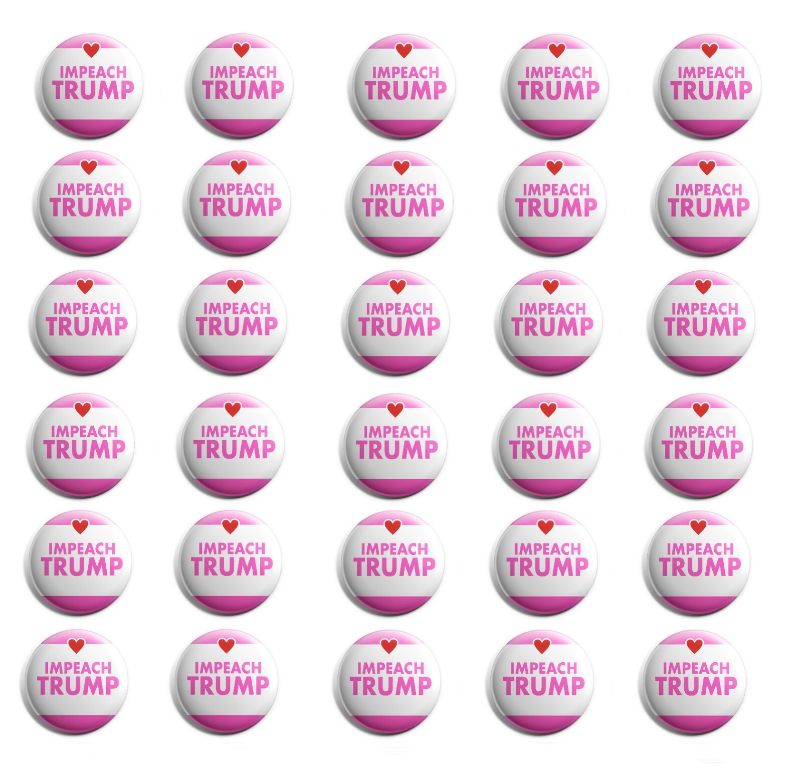 Pink Impeach Trump 30-Pack Buttons (ANTI-30-006)