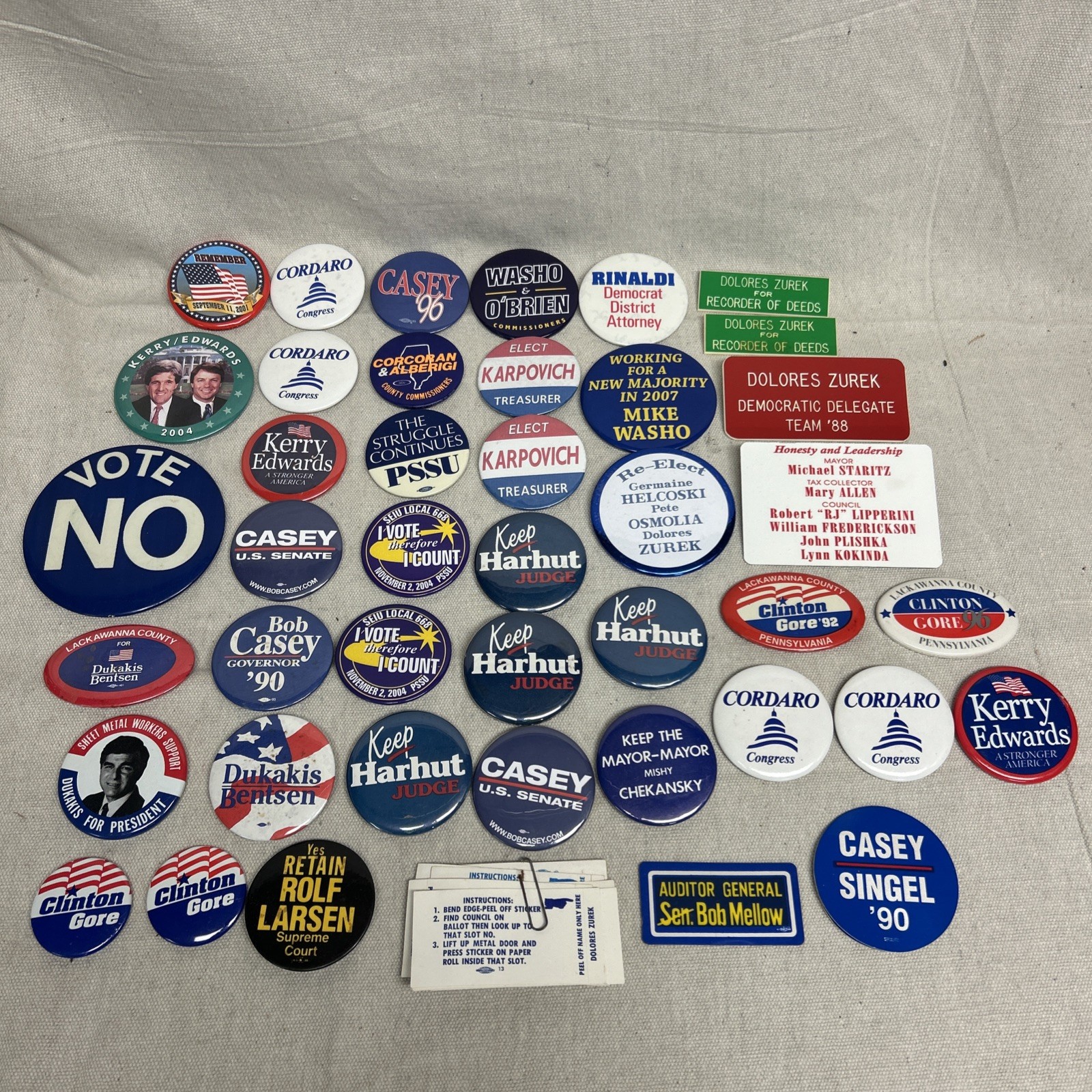 Lot Of 45 Political/judge Pins Or Buttons/stickers