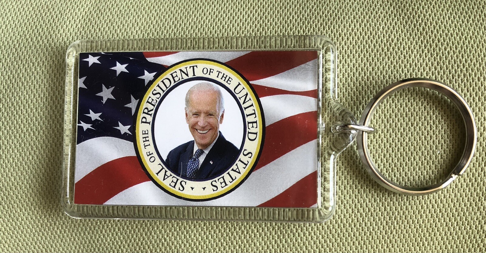 Key Chain Souvenir America 46th President Joe Biden Double side Images 3” x 2”