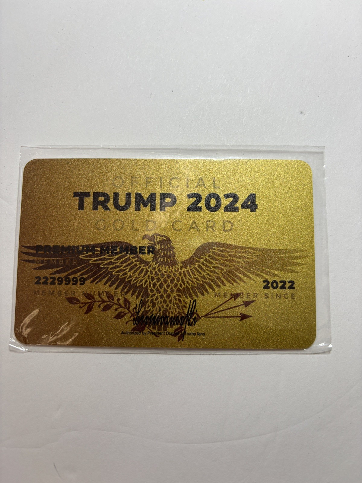 OFFICIAL TRUMP 2024 GOLD CARD Metal 3X2 Donald Trump Collectible