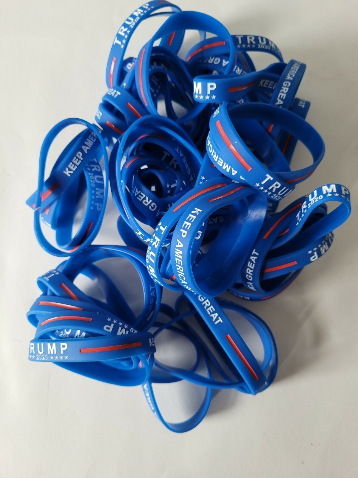 50 Piece Trump Keep America Great 2020 MAGA Blue Silicone Bracelet Wristband