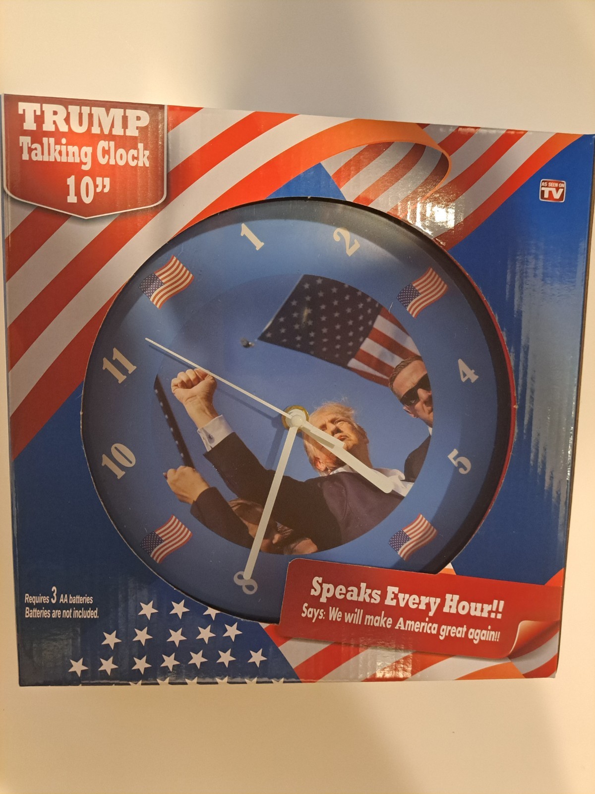 Donald Trump 10” MAGA Talking Clock On The Hour – NEW In Box