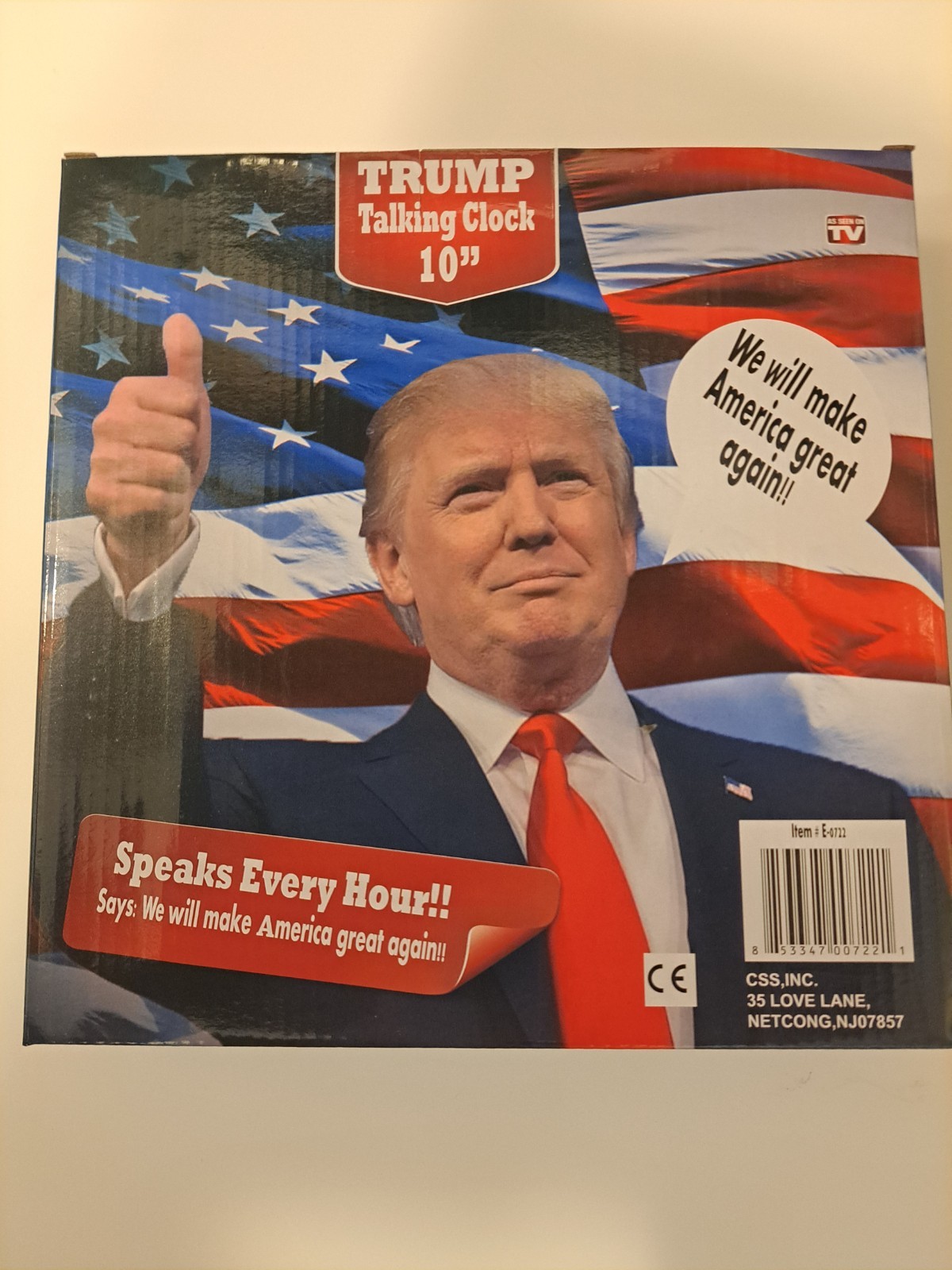 Donald Trump 10” MAGA Talking Clock On The Hour – NEW In Box