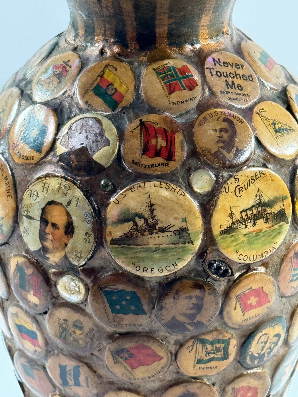 1890-1920 Folk Art Political Memory Jug presidential william jennings bryan