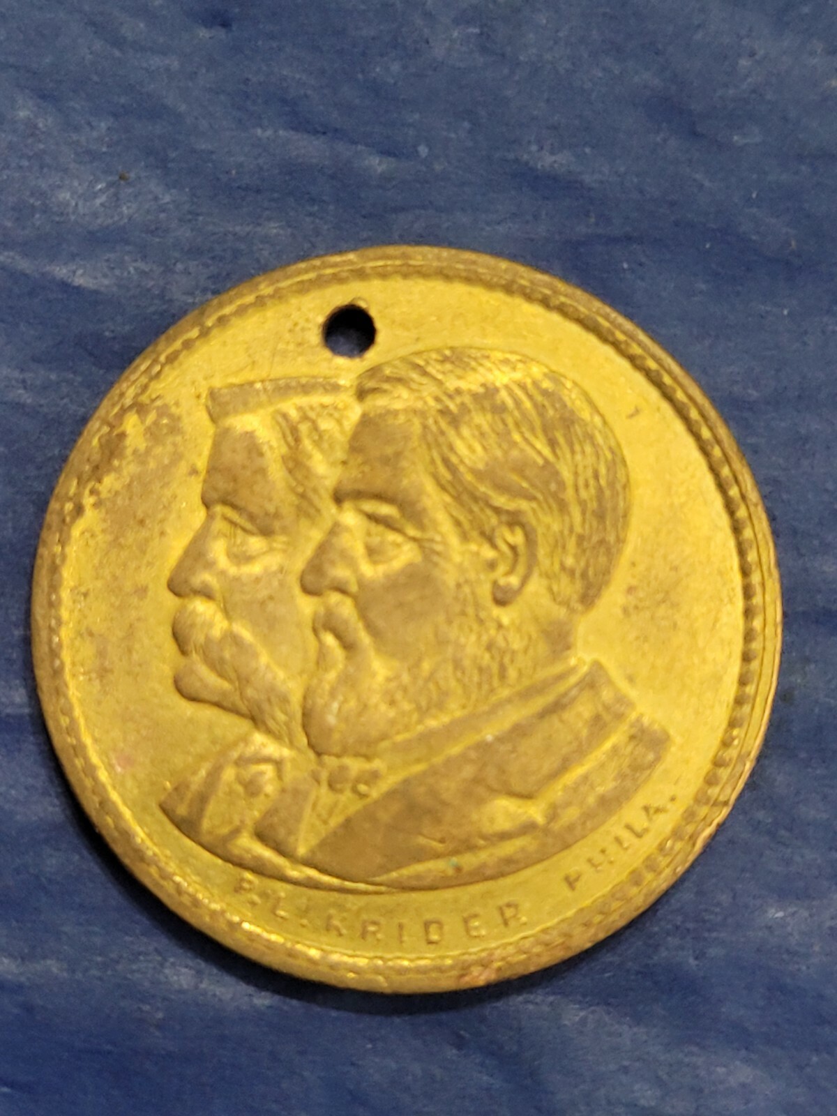 1884 Republican GOP campaign candidates Blaine and Logan gilded medal coin token
