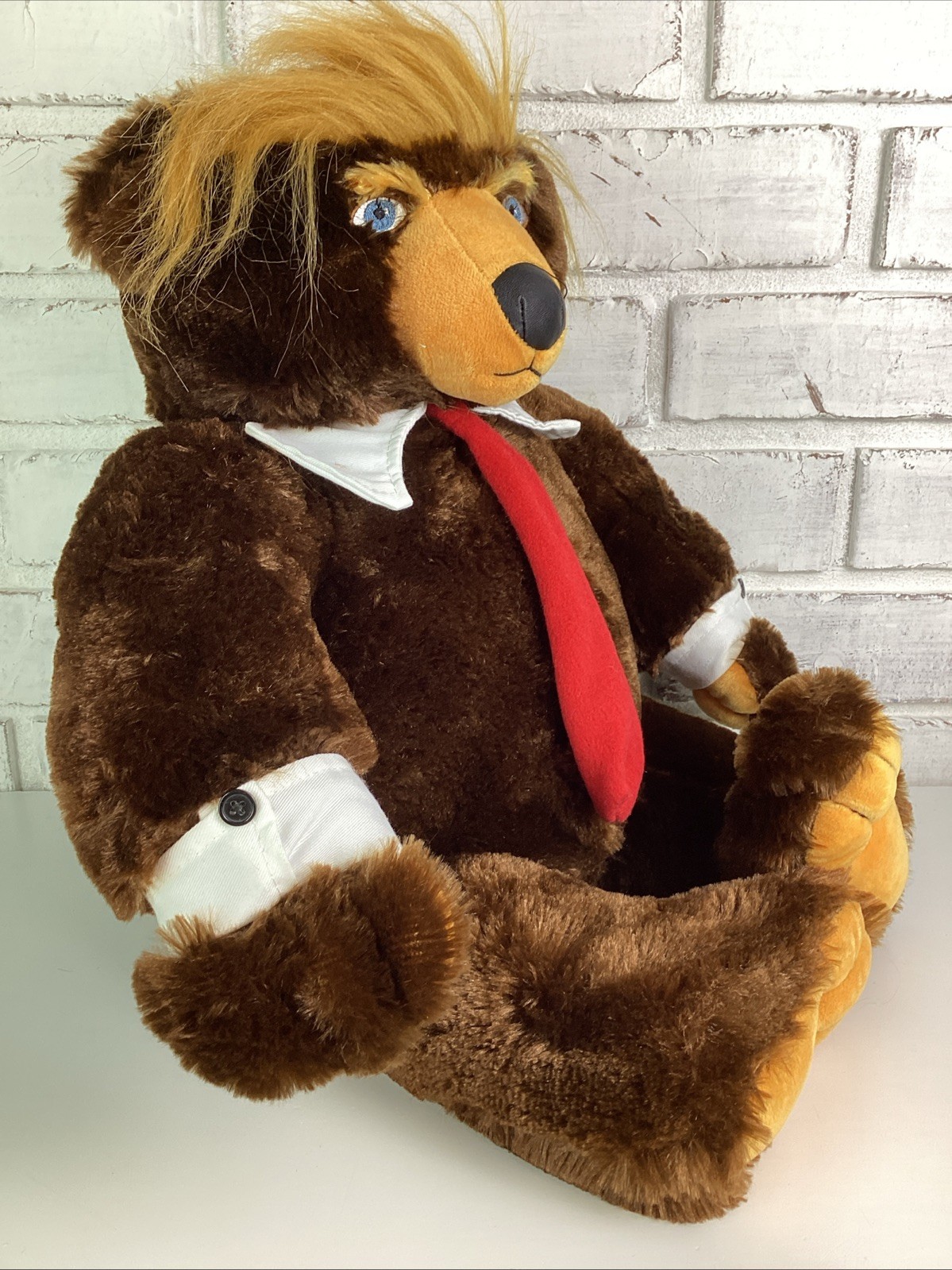 Trumpy Bear Deluxe Plush Trump Bear with Pack Away American Flag