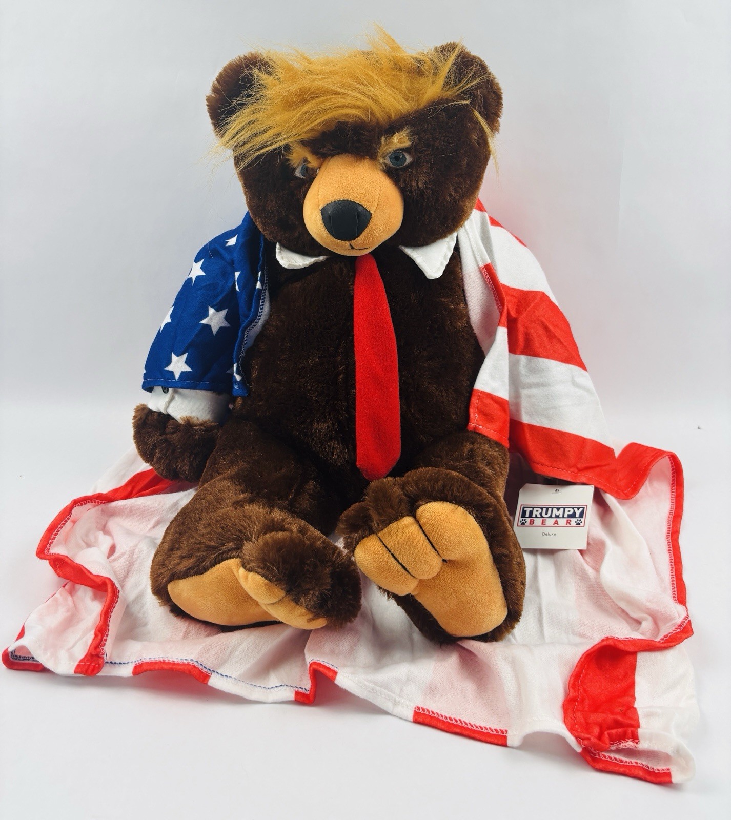 Donald Trump Trumpy Bear 22″ Deluxe Plush – Original 2017 NWT w/ Flag Blanket