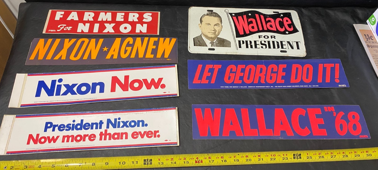 political Bumper Stickers Wallace Nixon Agnew lot w/ license plate