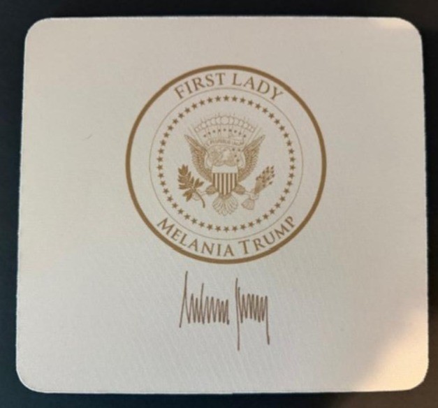 Melania Trump signed White Computer Mouse Pad with Presidential Coat of Arms