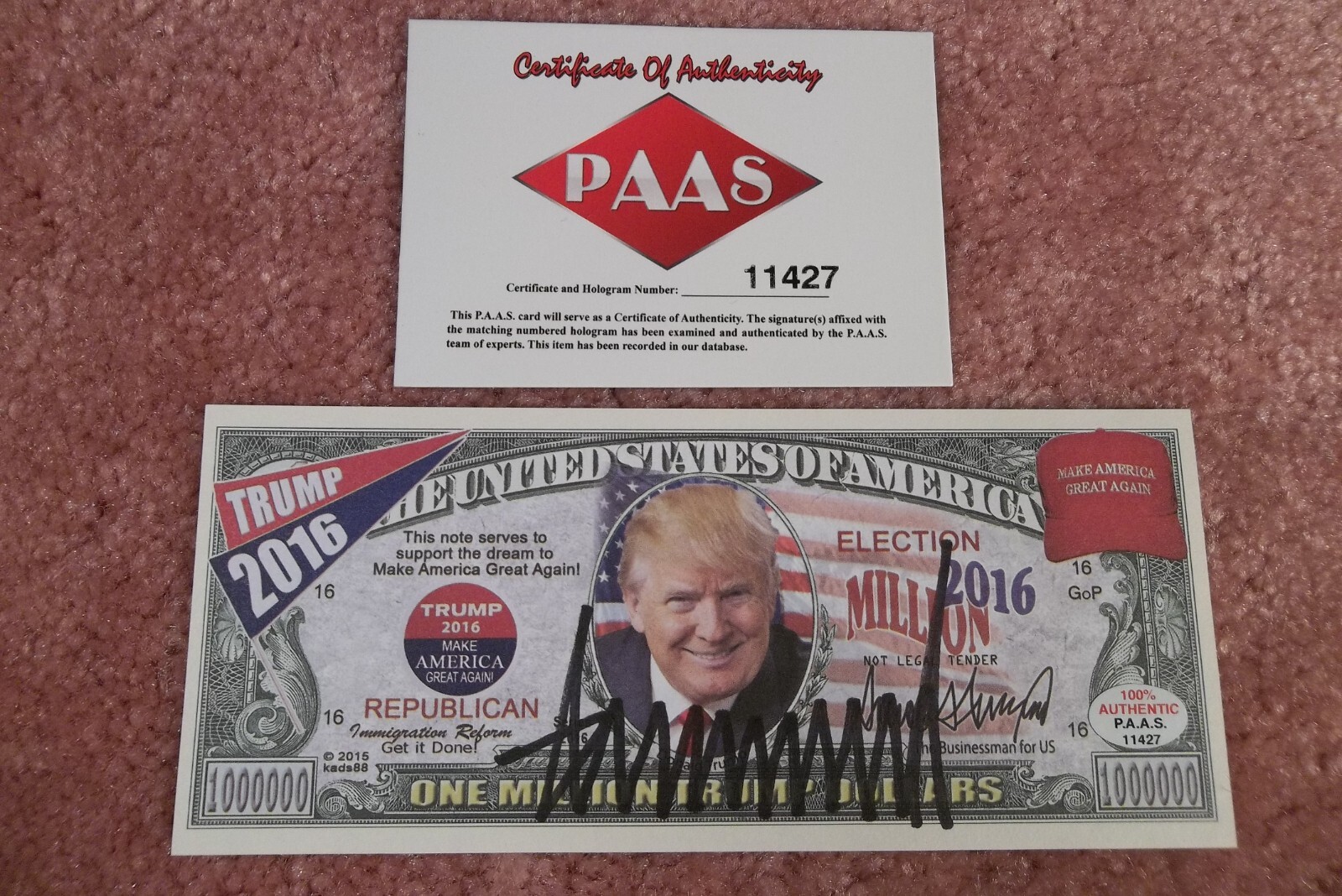 DONALD J. TRUMP NOVELTY POLITICAL HANDBILL FROM 2016 1ST TERM NICE QUALITY