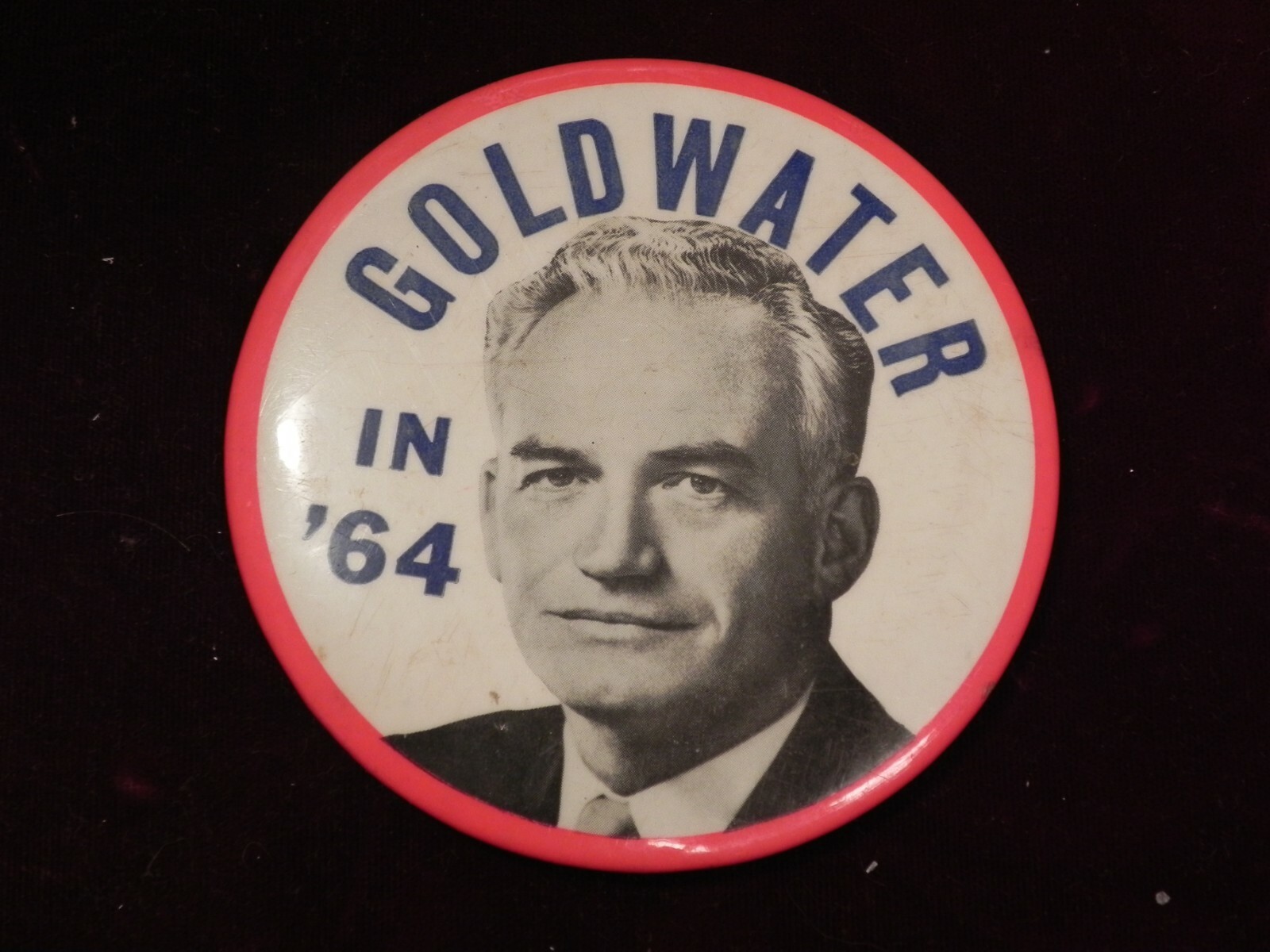 1964 Barry Goldwater for President 3.5″ “Goldwater in ’64” Button Pin Union logo