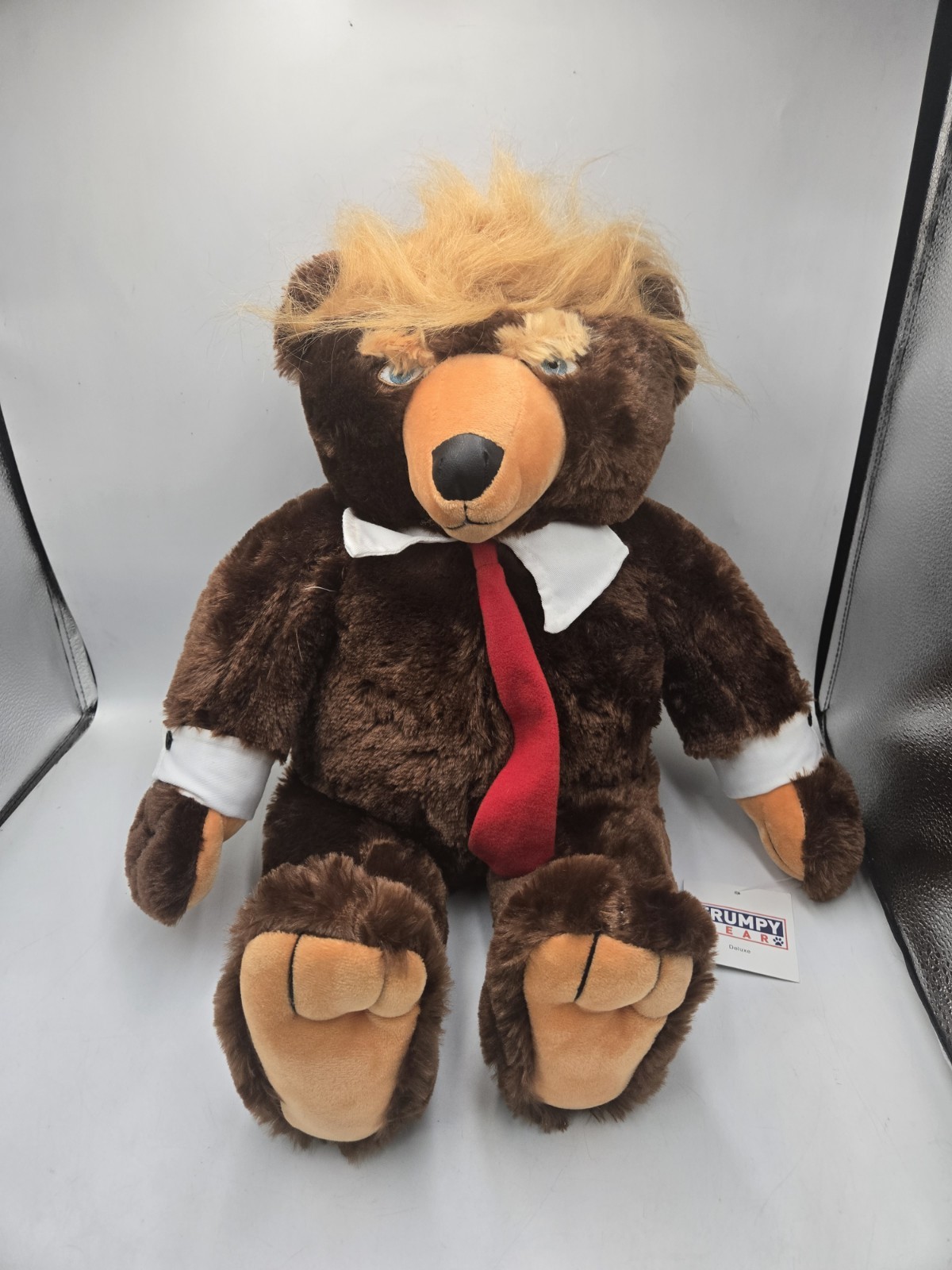 Authentic 2017 Trumpy Bear Deluxe Plush Trump Bear with Pack Away American Flag