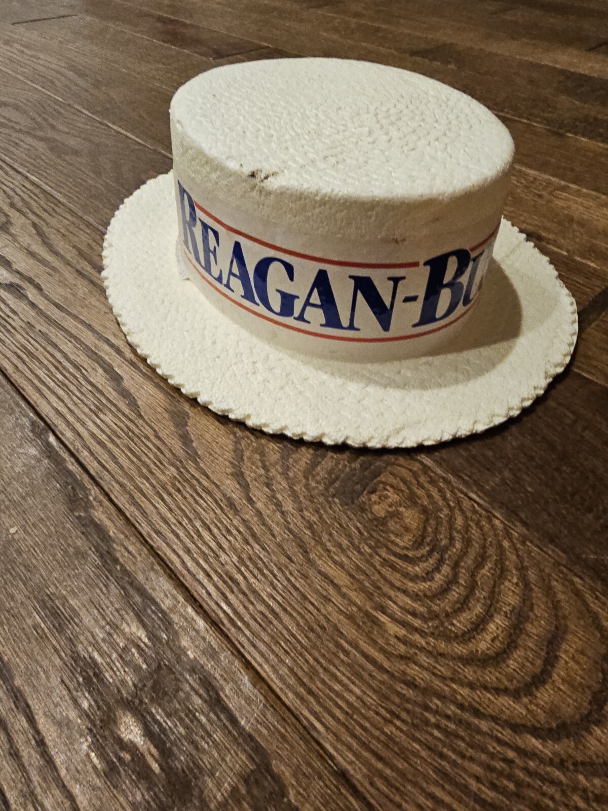 Ronald Reagan Bush 1984 Styrofoam Presidential Campaign Hat USA Lewtan Line