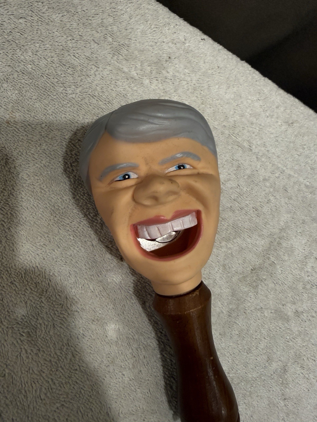 Vtg 1976 Bottle Opener President Jimmy Carter Head 7” Made In Japan Wood Rubber