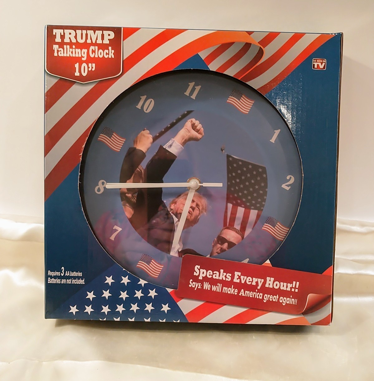 Clock TALKING Donald Trump We Will Make America Great Again MAGA Battery 10″