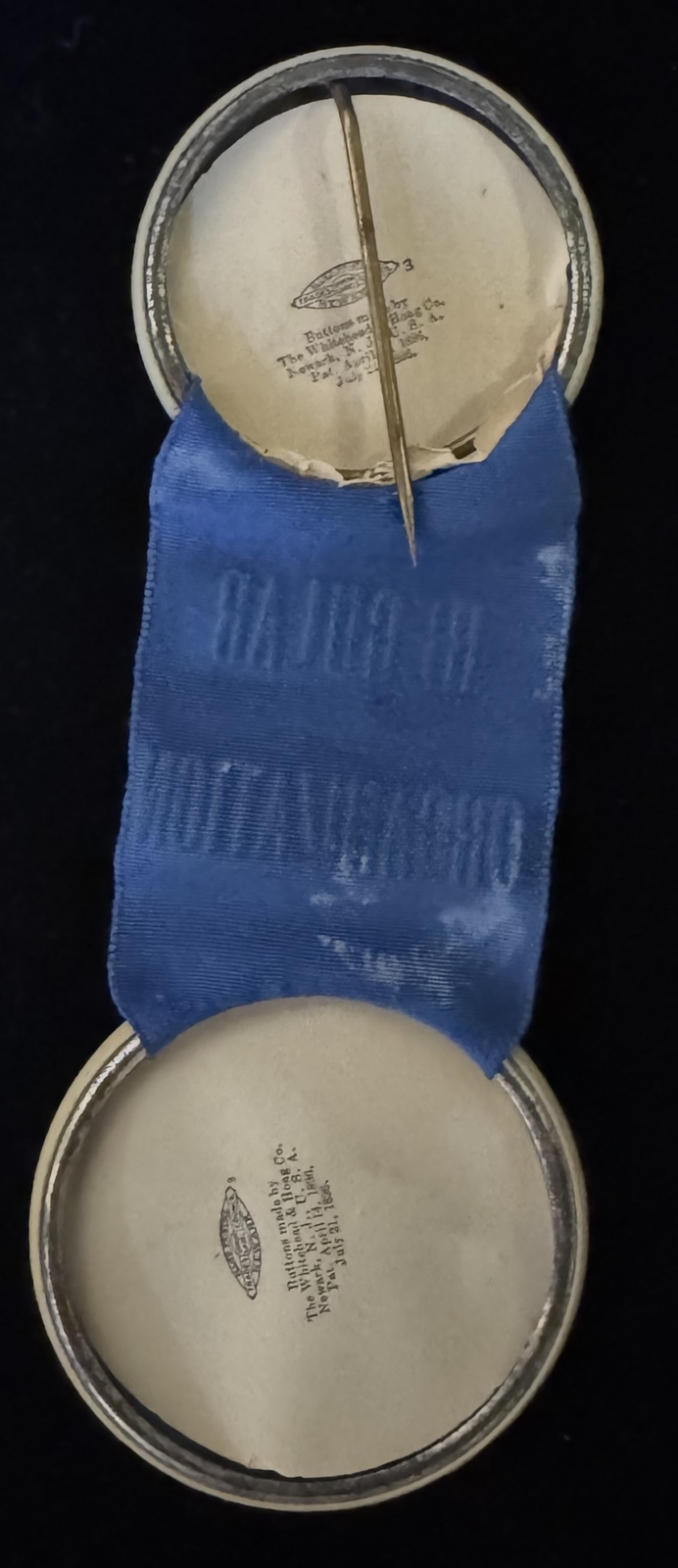 ca 1904 TEDDY ROOSEVELT/SAMUEL STRASBOURGER COATTAIL CELLULOIDS/RIBBON-nr MINT!