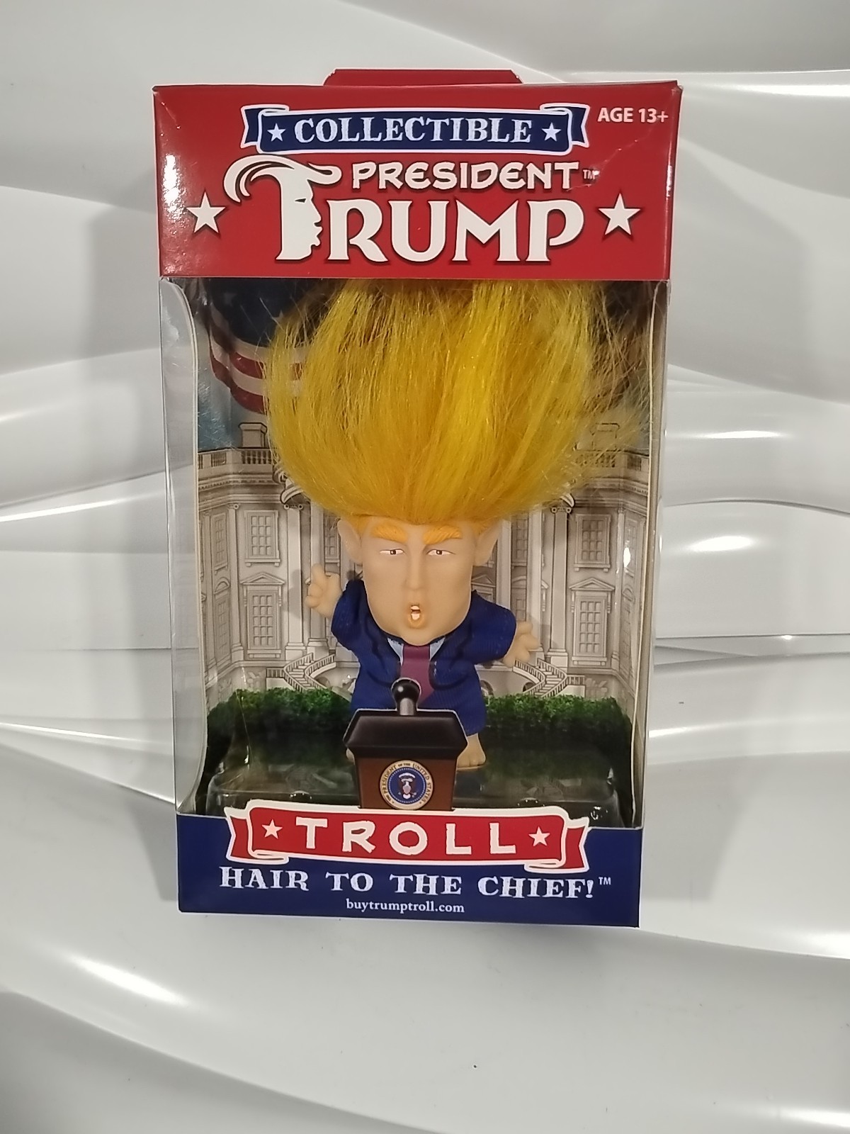 Funny President Donald Trump Collectible Troll Doll – Hair To The Chief BOX
