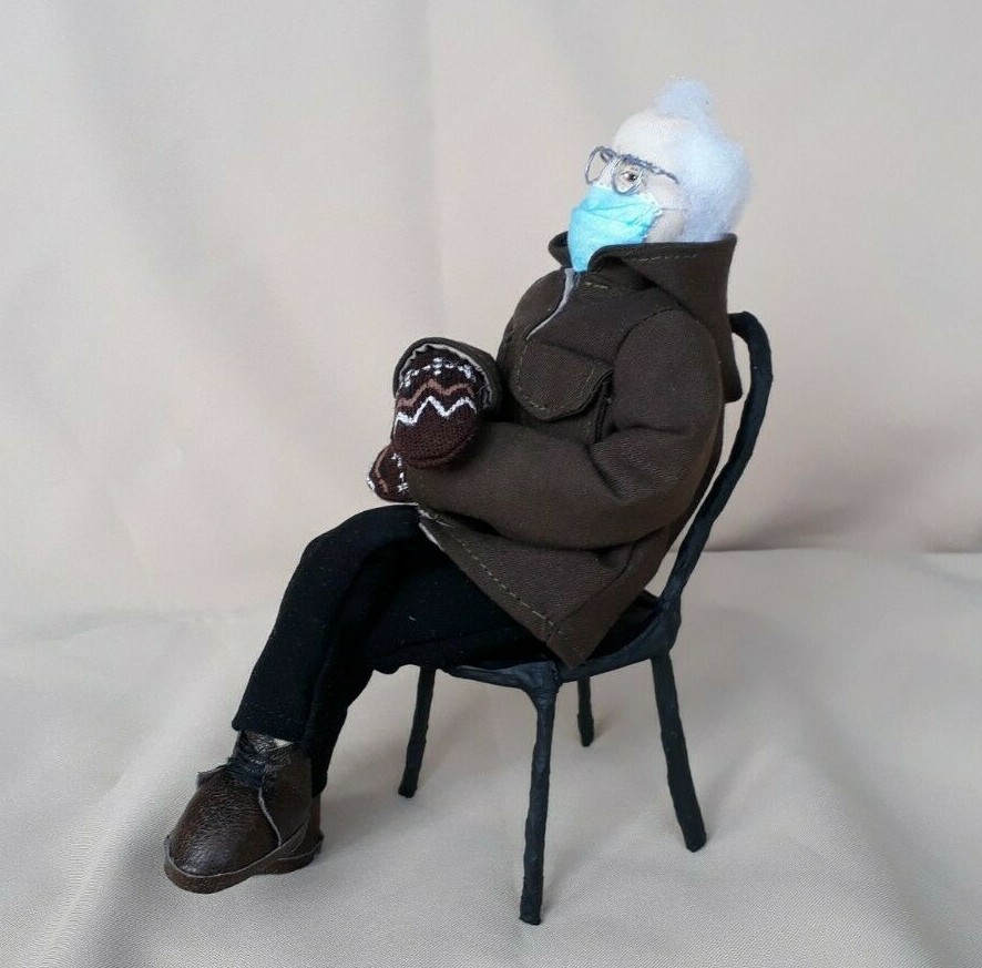 Bernie Sanders Inauguration Doll, Bernie Sanders Meme, cold Bernie with mittens