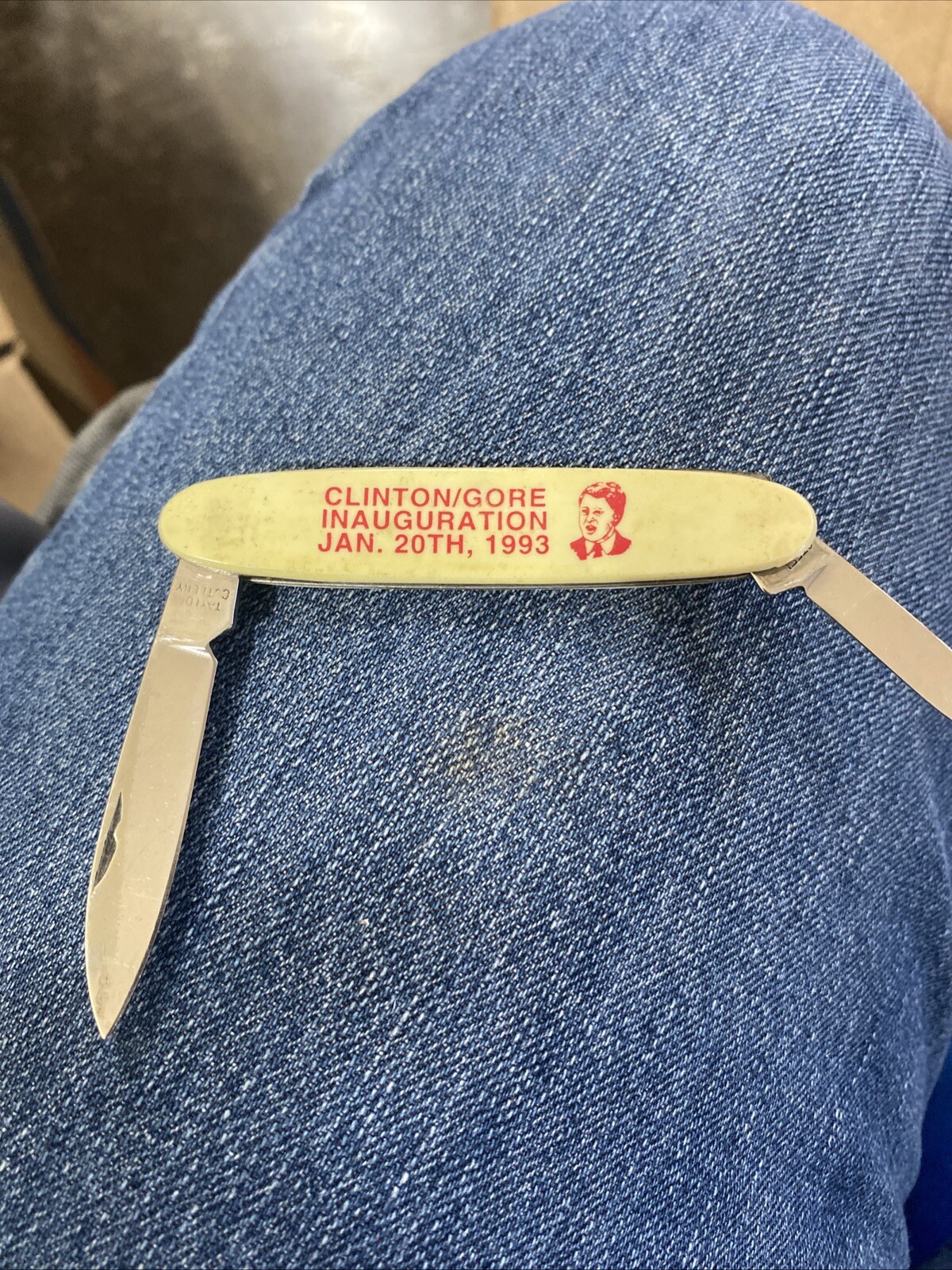Vintage 1993 Clinton Gore Inauguration Political 2-Blade Folding Pocket Knives