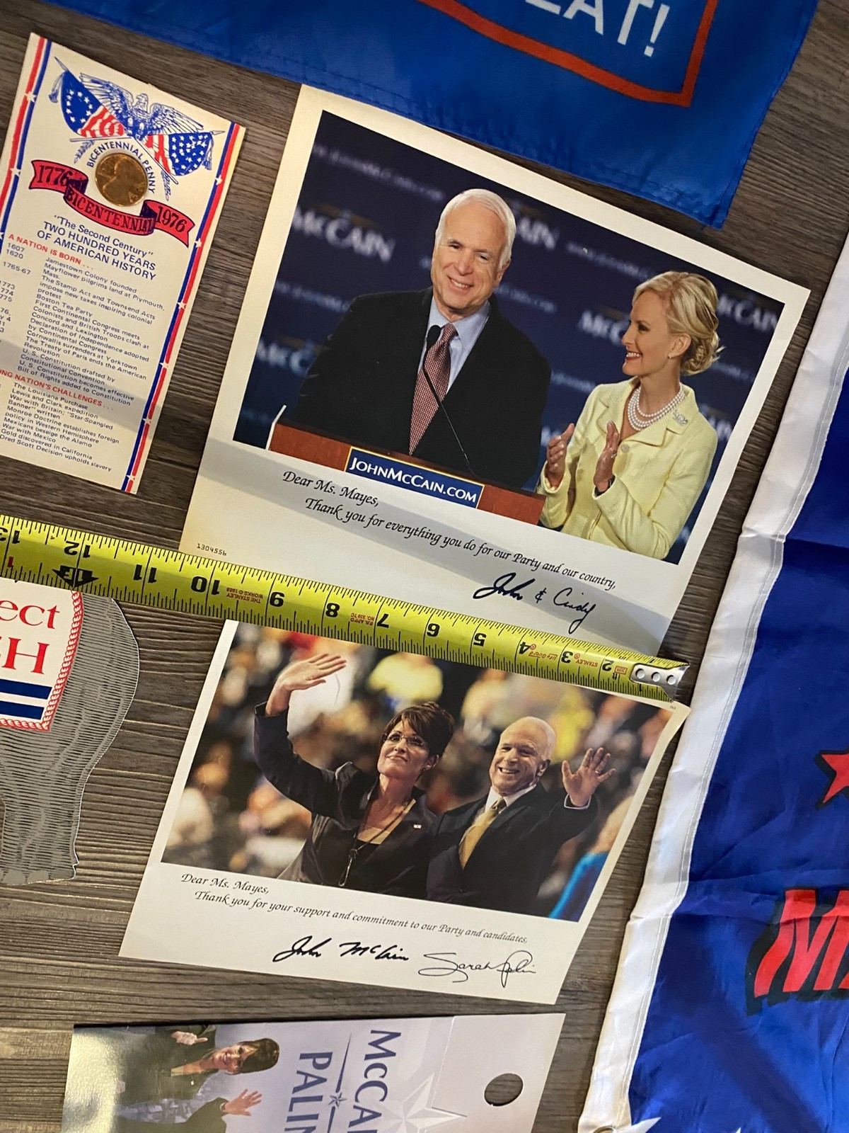 3×5 Trump flags w/ lot McCain Palin campaigning and President Ronnie Reagan book