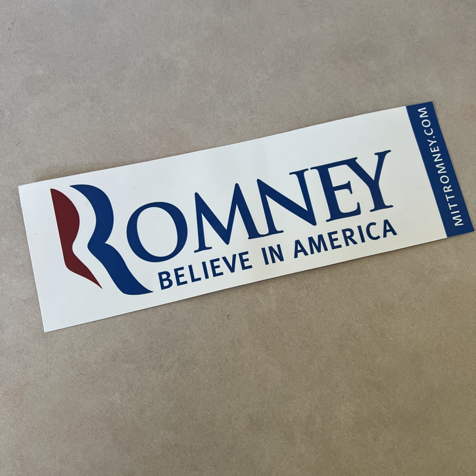 Mitt Romney Official 2012 President Campaign Believe In America Bumper Sticker