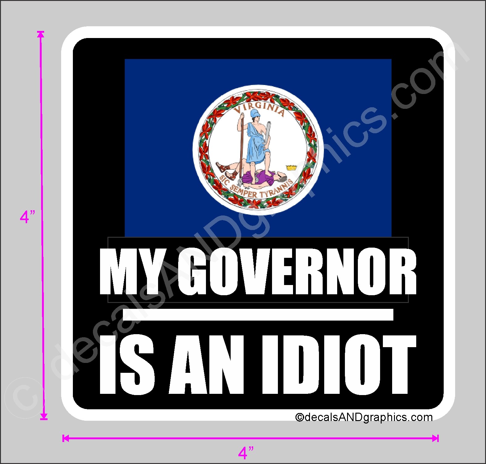 TRUMP 2020 STICKER VIRGINIA GOVERNOR IS AN IDIOT SQUARE DECAL BUMPER ELECTION