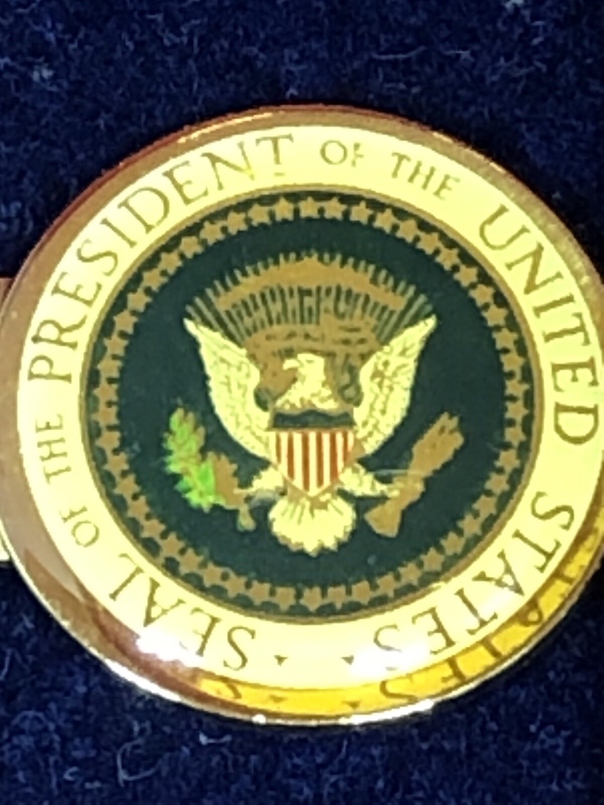 George Bush Presidential Seal Tie Bar Signed Box Included