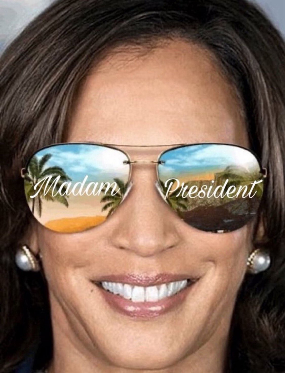 KAMALA HARRIS MADAME PRESIDENT IN SUNGLASSES FRIDGE MAGNET 4.75″ X 3.5″