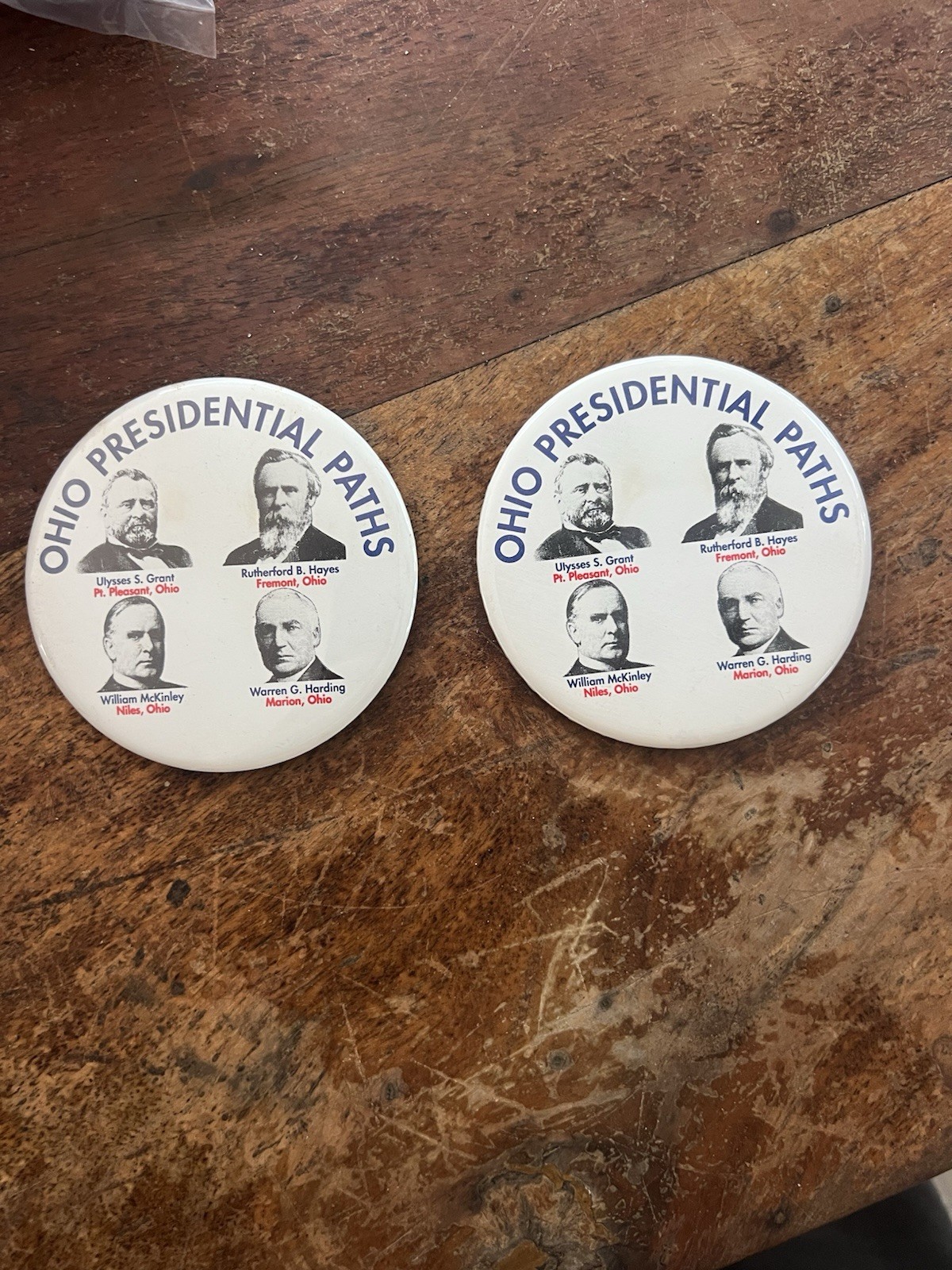 Lot Of 2 OHIO Presidential Paths CAMPAIGN PIN BUTTON Grant Hayes McKinley
