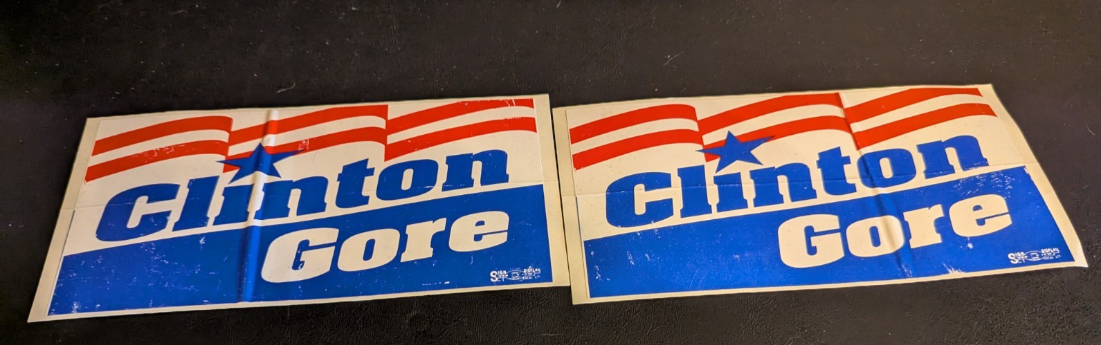 Vintage Clinton Gore Stickers 7in x 3.5in–2 available