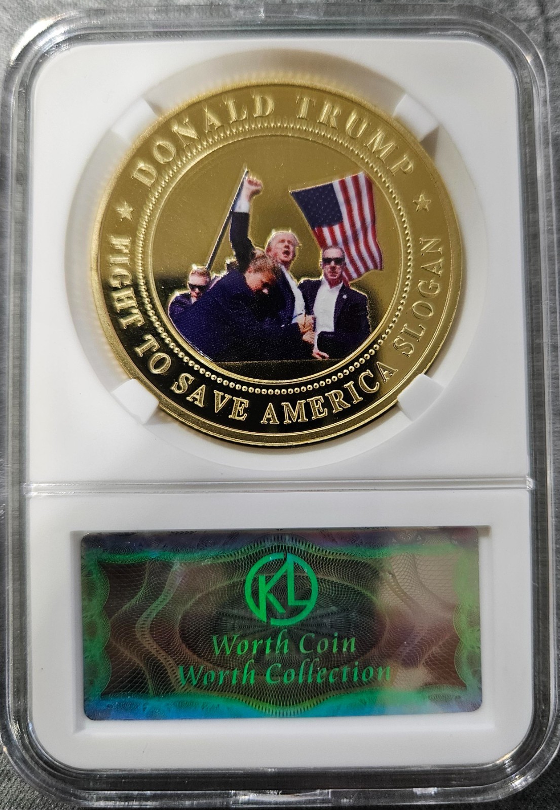 President Donald Trump Mug Shot 2025 Commemorative Gold Plated Coin