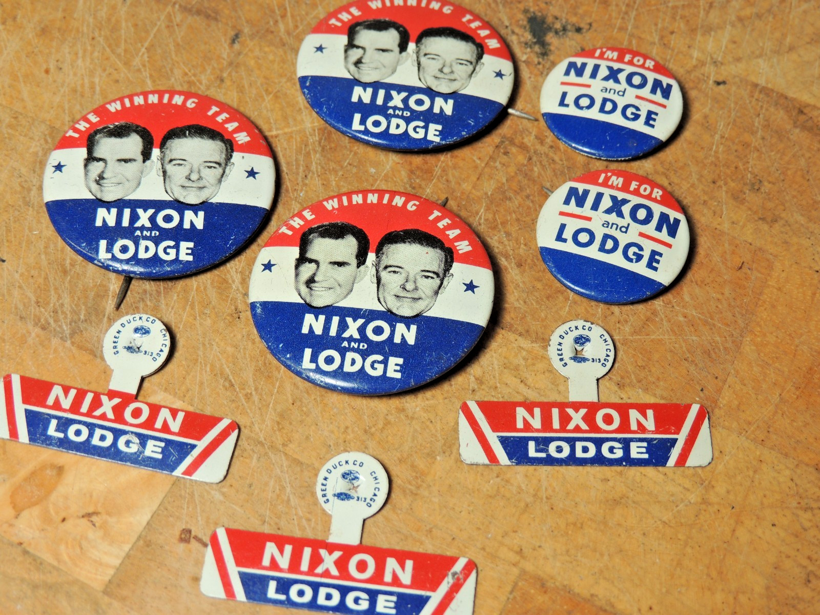 Lot of 8 Nixon Lodge Campaign Buttons Pinbacks Authentic 1960