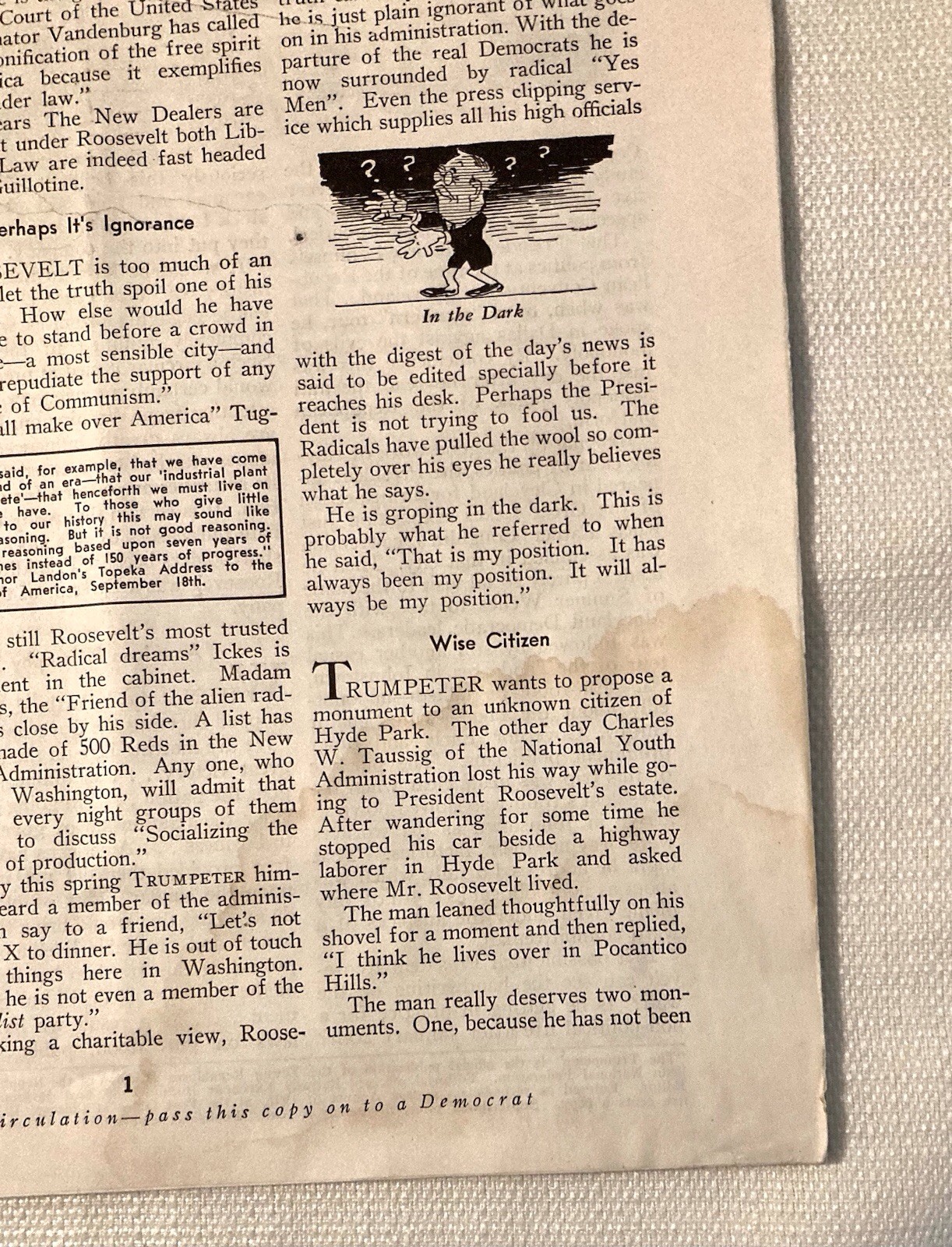 The Trumpeter 1936 Republicans Presidential Election Special Magazine