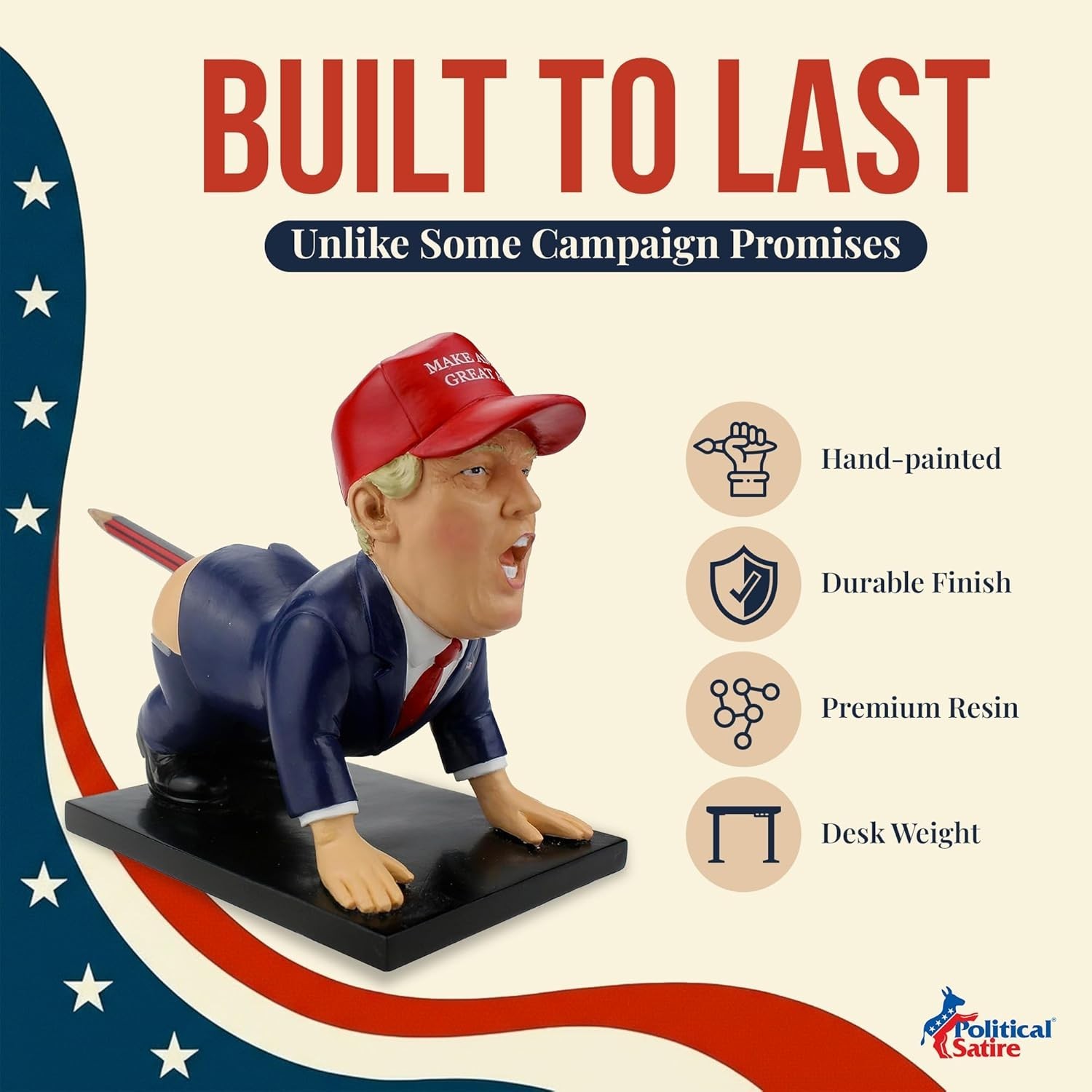 Funny Dump a Trump Pen Holder – Durable Resin Desk Accessory for Any Occasion