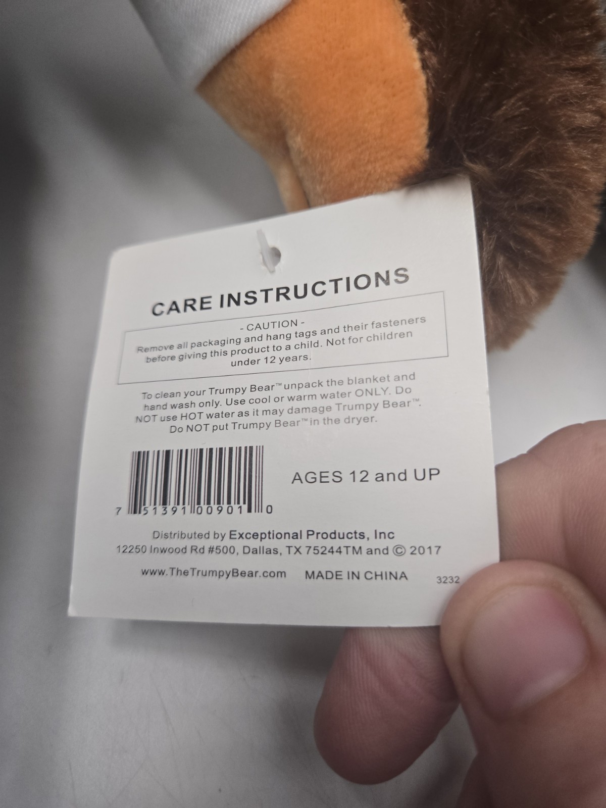 Authentic 2017 Trumpy Bear Deluxe Plush Trump Bear with Pack Away American Flag