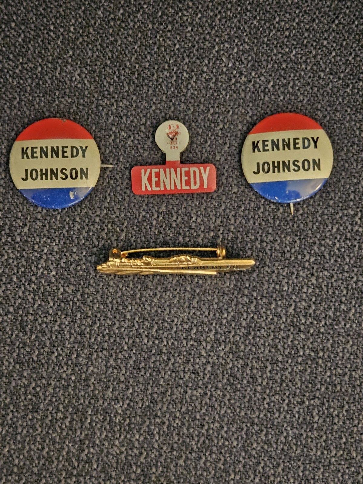 John F. Kennedy PT-109 Lapel Pin Plus 3 Others 1960 Presidential Campaign