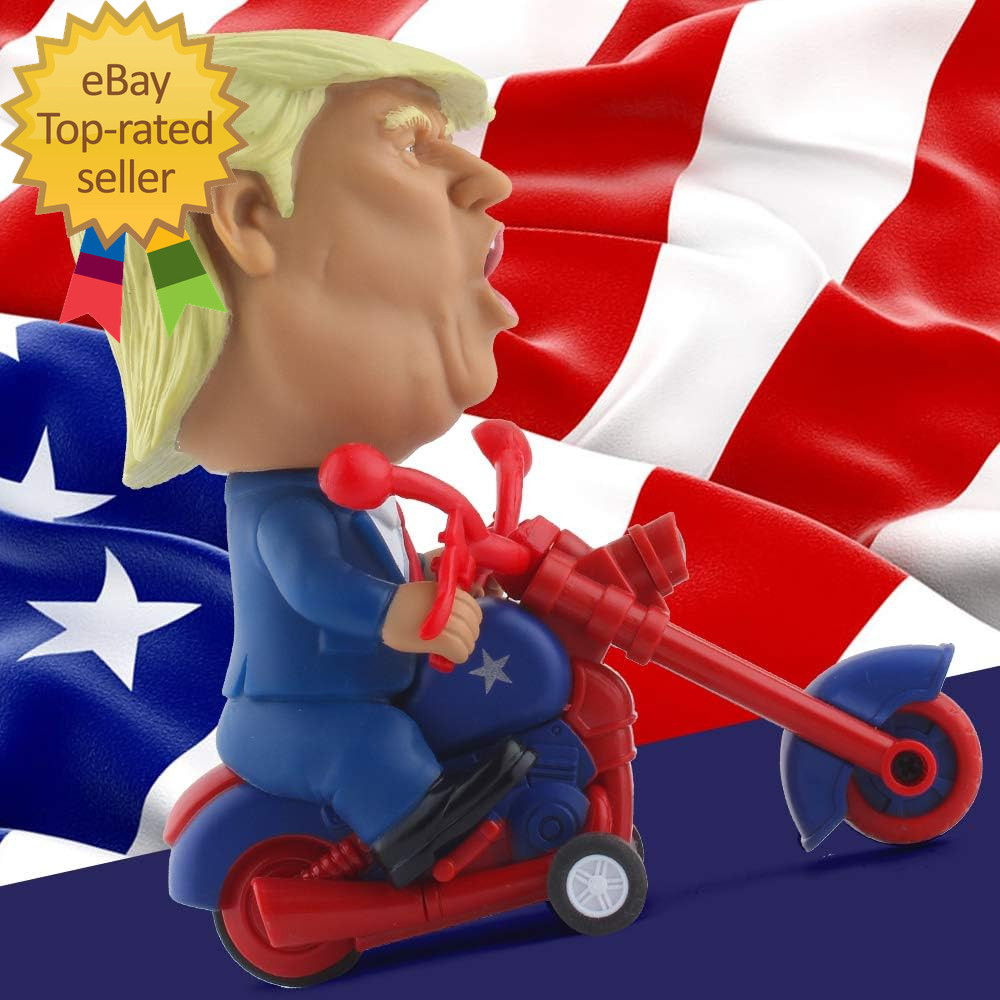 President Donald Trump 2024 Toy Figure Riding Motorcycle Funny Rev