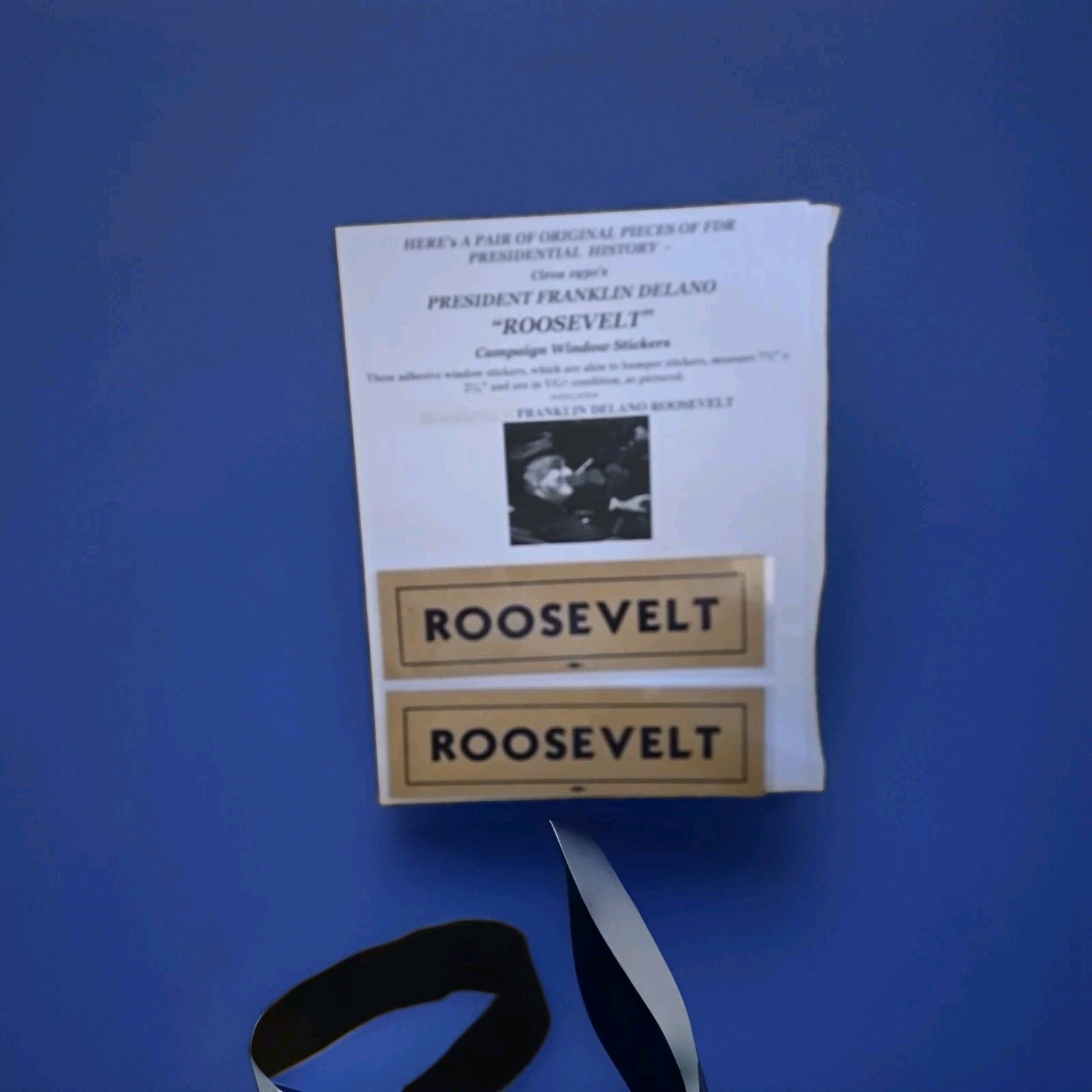 Lot Of 2 Vintage Franklin D Roosevelt Presidential Campaign Bumper Stickers