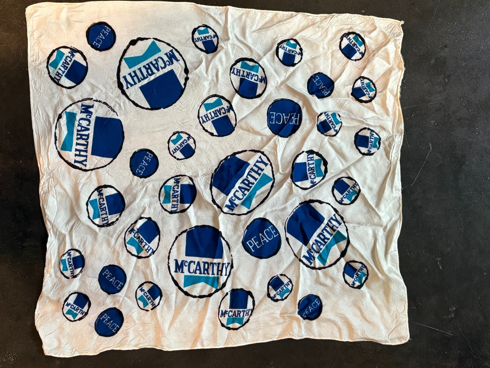 1968 Eugene McCarthy Campaign Scarf / Bandana – “Peace” Anti-Vietnam War Politic