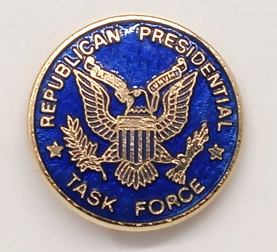 Republican Presidential Task Force Lapel Pin Blue Enamel Eagle Gold Tone Metal