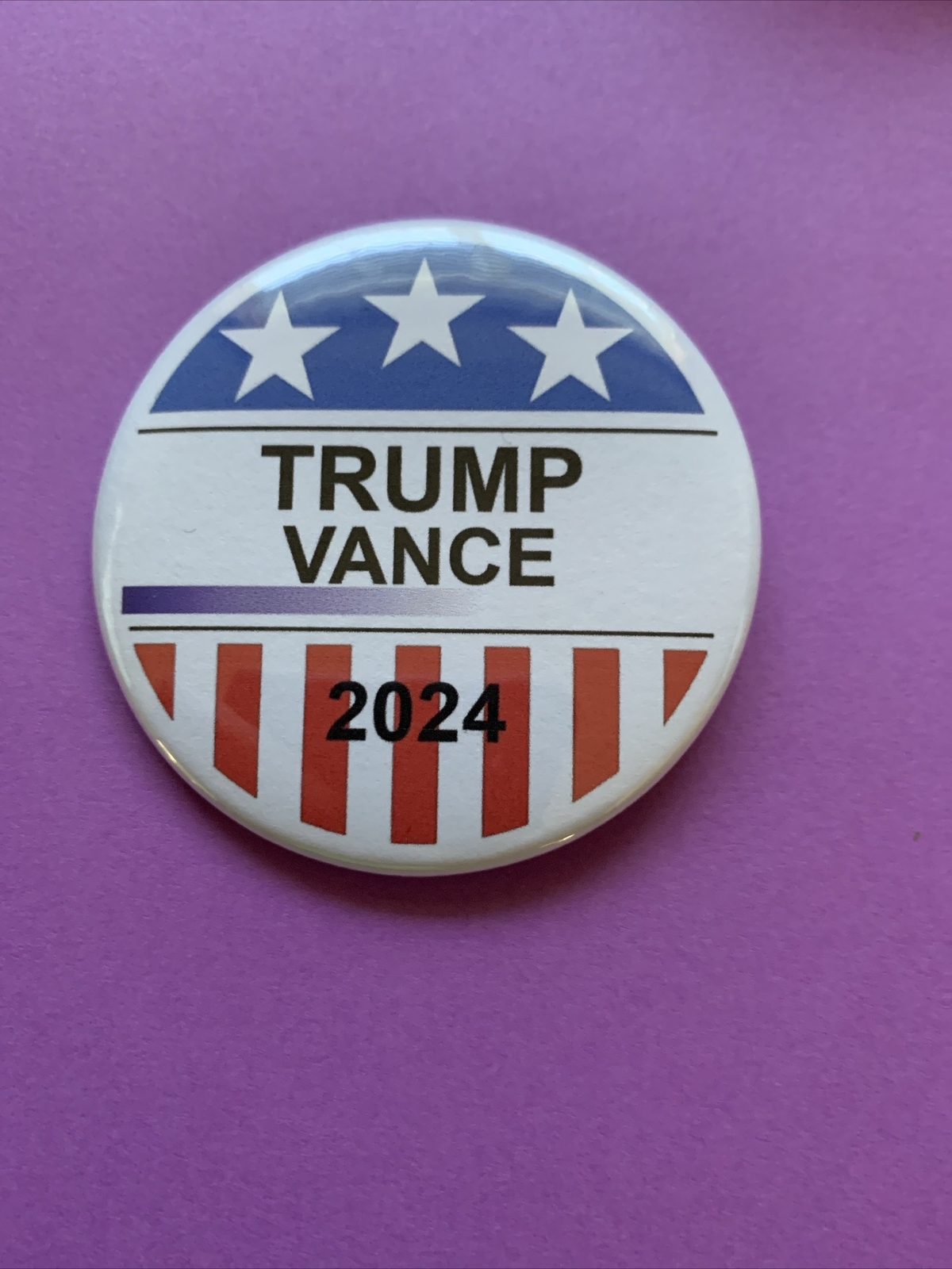 2024 Donald Trump JD Vance Political Campaign Pinback Button