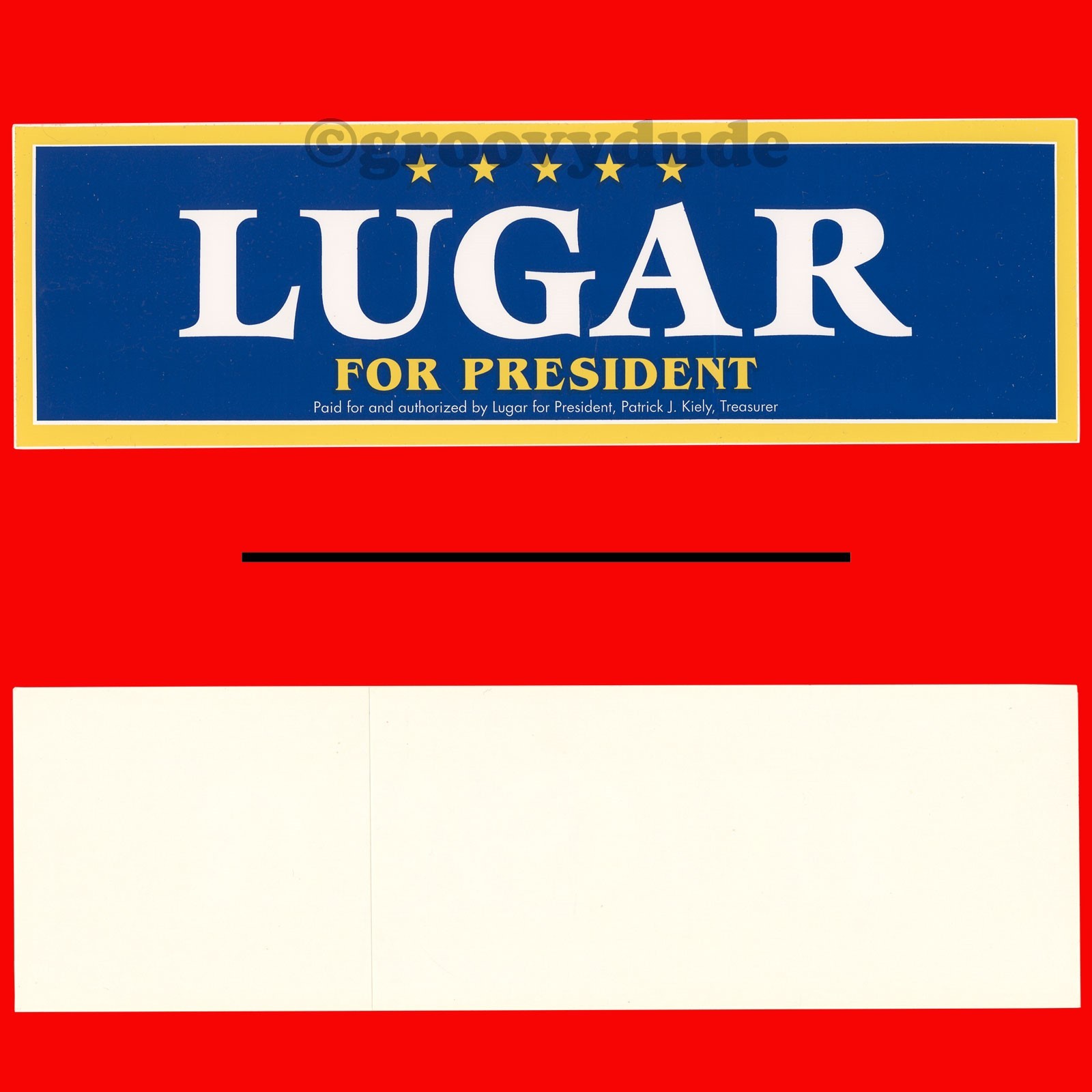 1996 Richard Dick Lugar For President Political Campaign Bumper Sticker Official