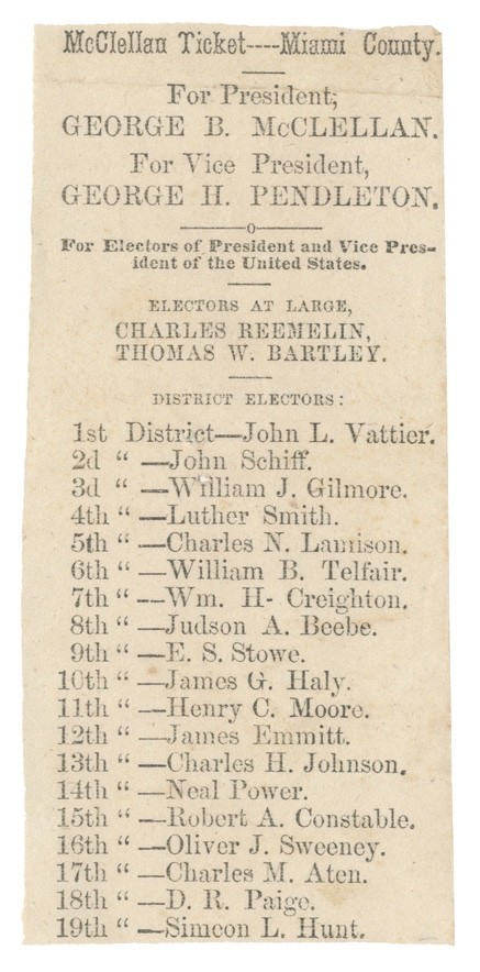 McClellan Ticket – Miami County (Ohio) Democratic Presidential Ballot